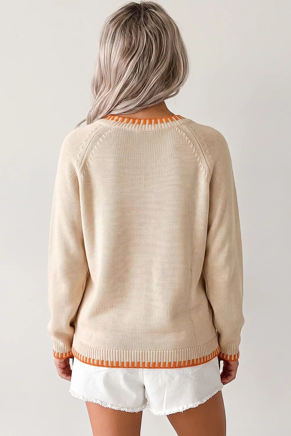 Floral Embroidery Pumpkin Long Sleeve Sweater option 3