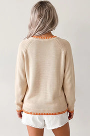 Floral Embroidery Pumpkin Long Sleeve Sweater option 3
