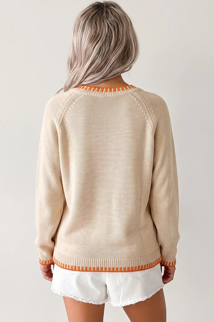 Floral Embroidery Pumpkin Long Sleeve Sweater option 3