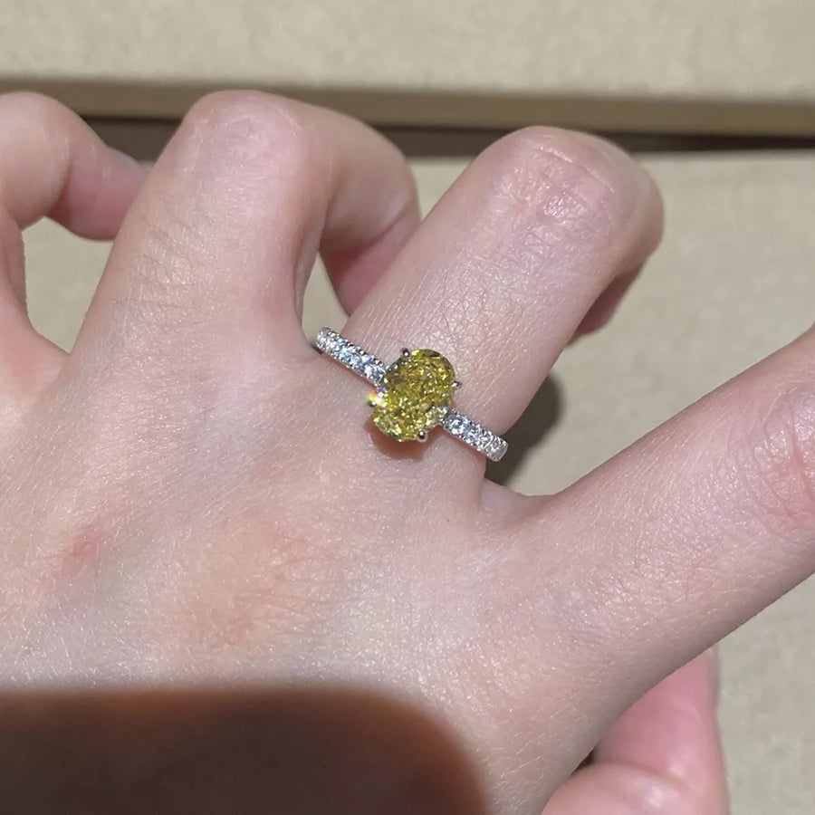 Copper Zircon Oval Ring in silver with oval cut zircon