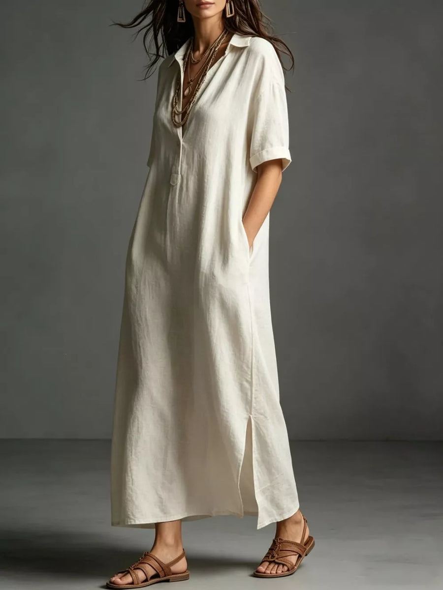Blue Full Size Casual Midi Shirt Dress Plus Size