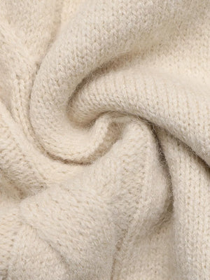 Cable Knit Raglan Sleeve Sweater Dress in Khaki with stretch