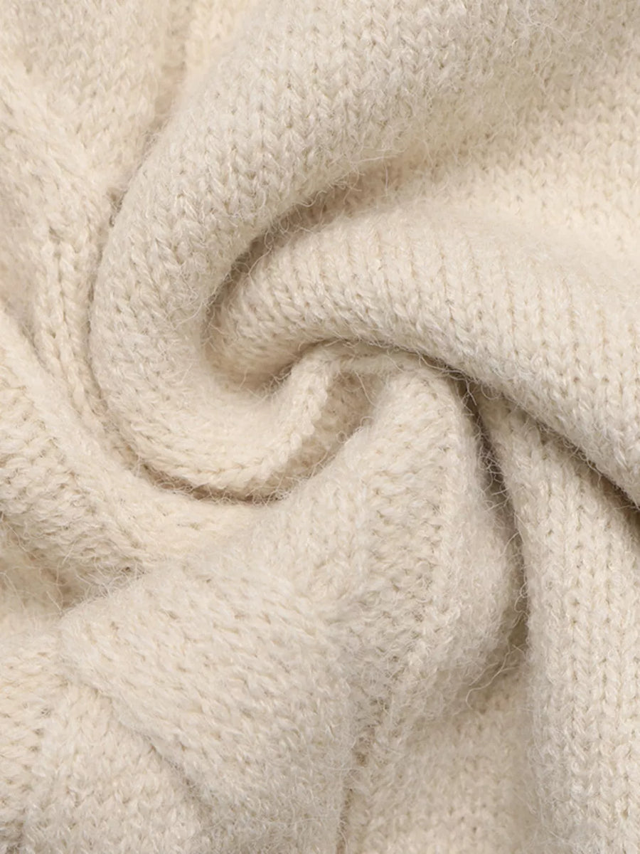 Cable Knit Raglan Sleeve Sweater Dress in Khaki with stretch