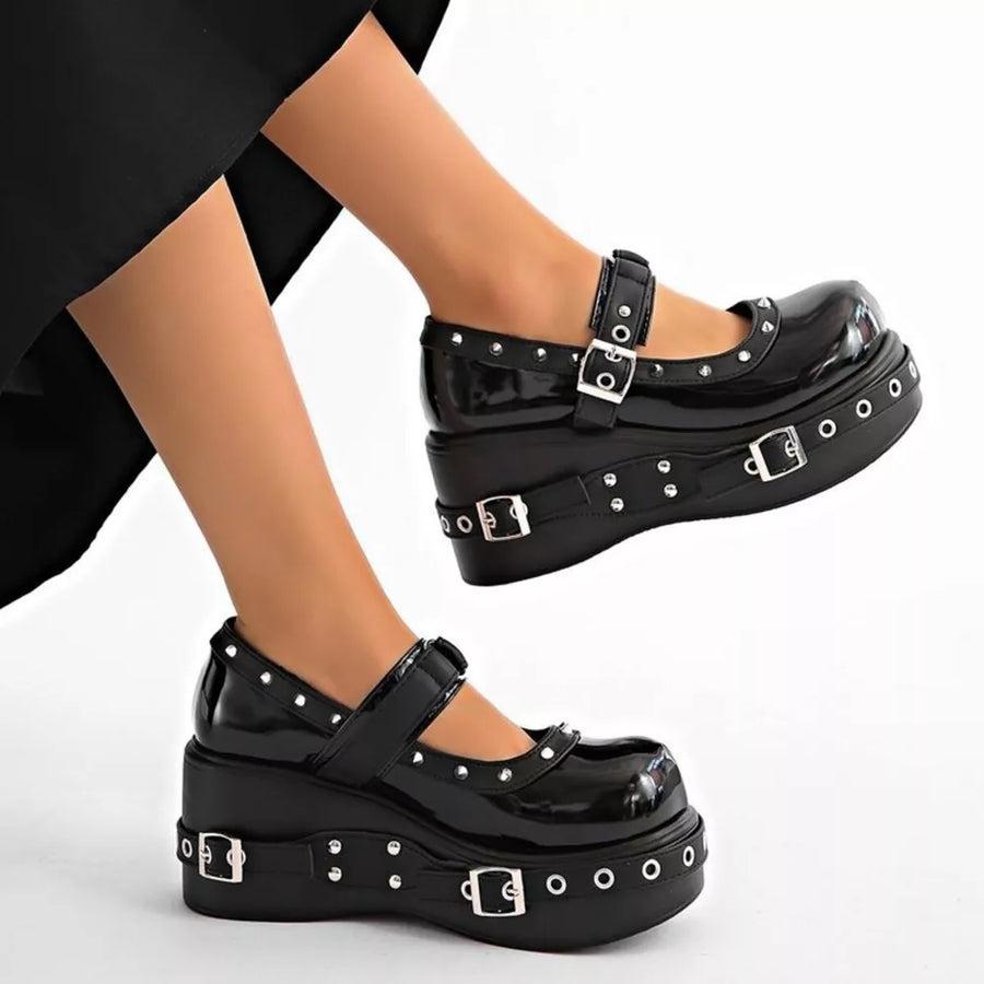 Round Toe Studded Loafers option 3
