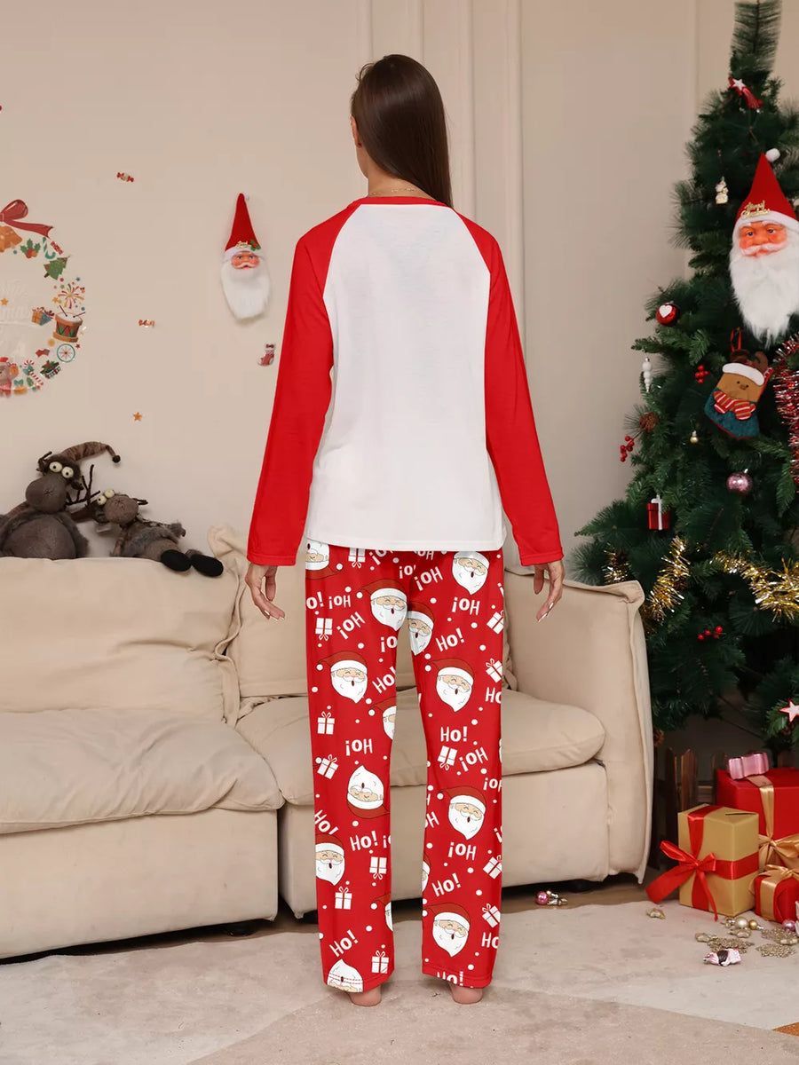 pajama set in red with graphic print and raglan sleeve