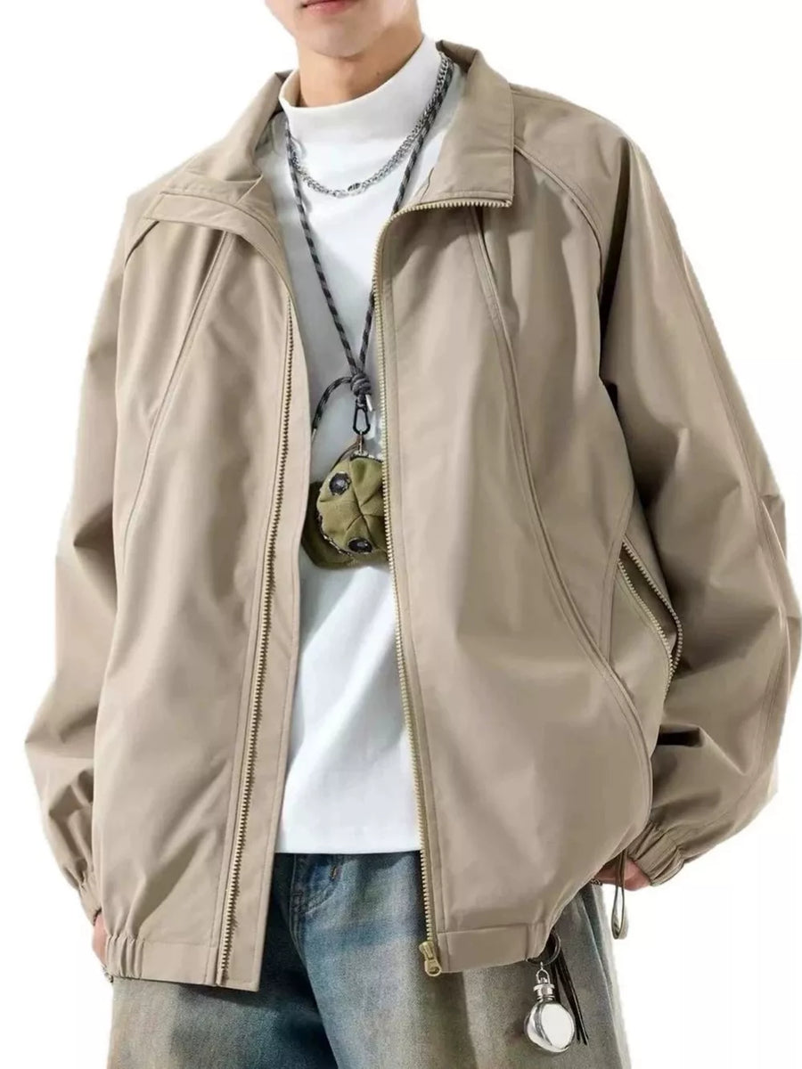 95%polyester, 5%spandex Care instructions: Machine wash cold windbreaker in Khaki with relaxed silhouette