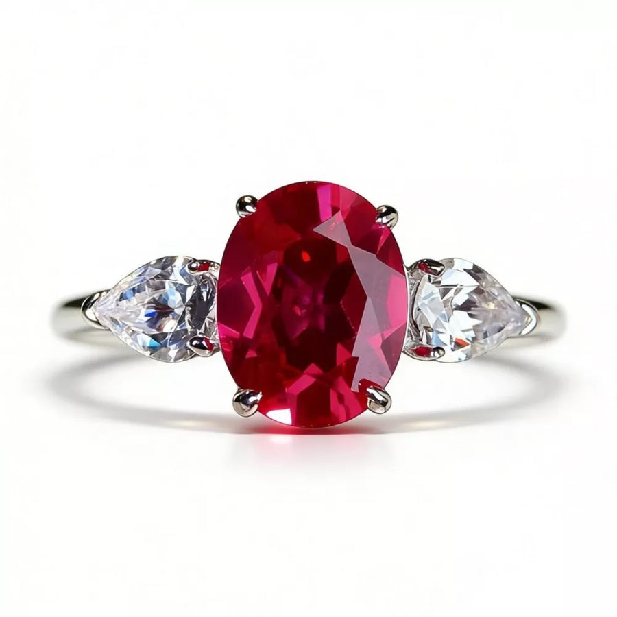 925 sterling silver,Zircon Care instructions: Avoid wearing during exercise, as ring in Hot Pink with three-stone silhouette