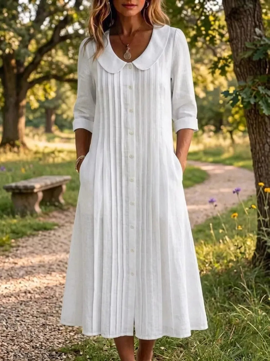 Purple Peter Pan Collar Button Down Dress Plus Size