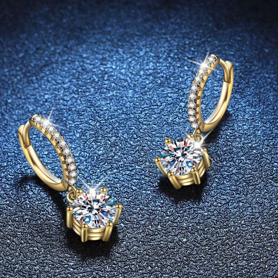 earrings in clear with moissanite stones and drop