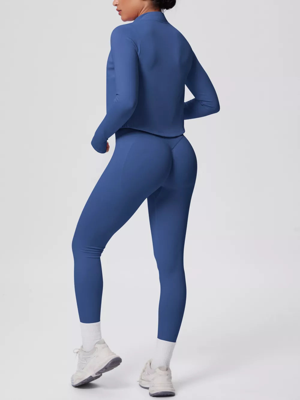 Tank Zip-up Jacket And Leggings Active Set in charcoal with zipper