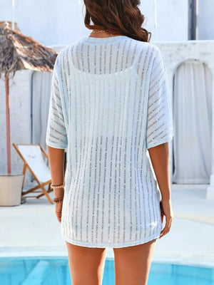 Openwork Open Front Cardigan in Khaki, view 16