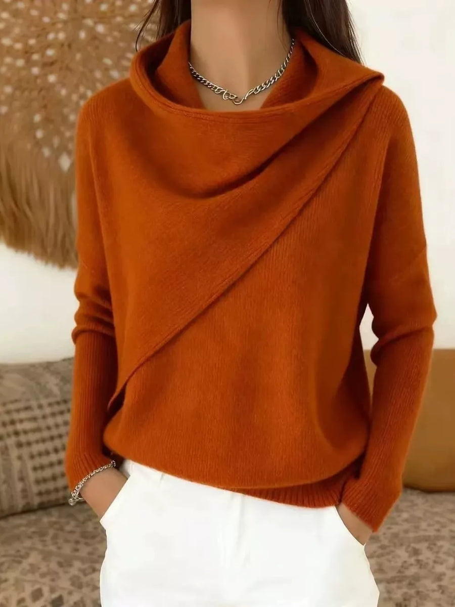 pullover sweater in Gray with plus-size and hip-length