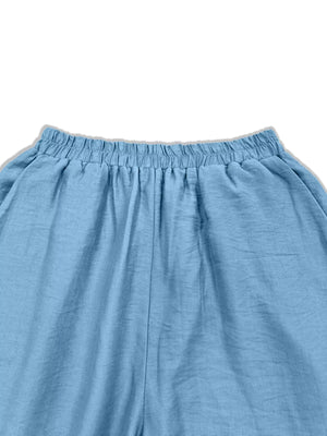 Sky Blue Floral Wide-Leg Trousers Sky Blue