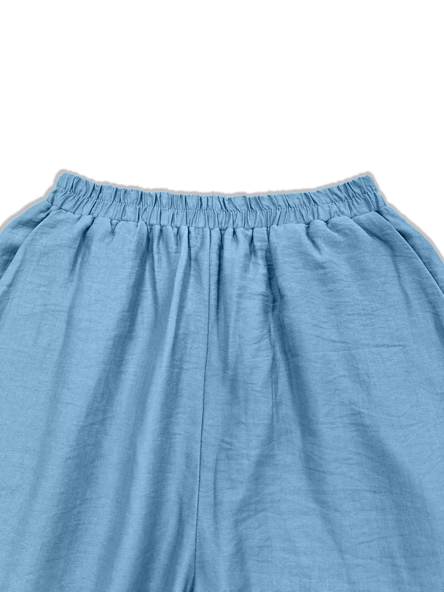 Sky Blue Floral Wide-Leg Trousers Sky Blue
