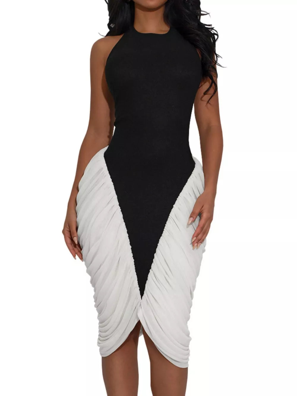black midi dress with midi and pullover