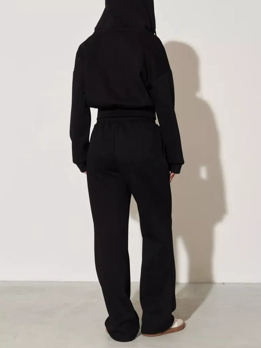 Zip-up Hoodie And Wide-leg Pants Set in Pink, view 16