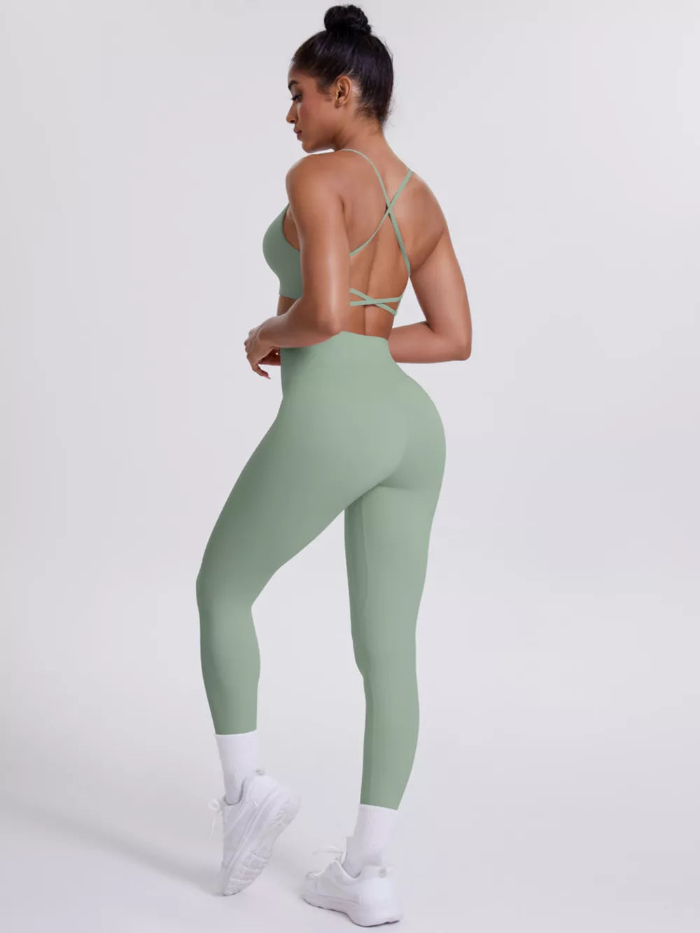 Light Blue sports bra with cropped and pullover