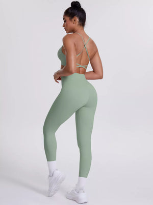 Light Blue sports bra with cropped and pullover