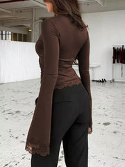 romantic wrap top in Black with v-neck