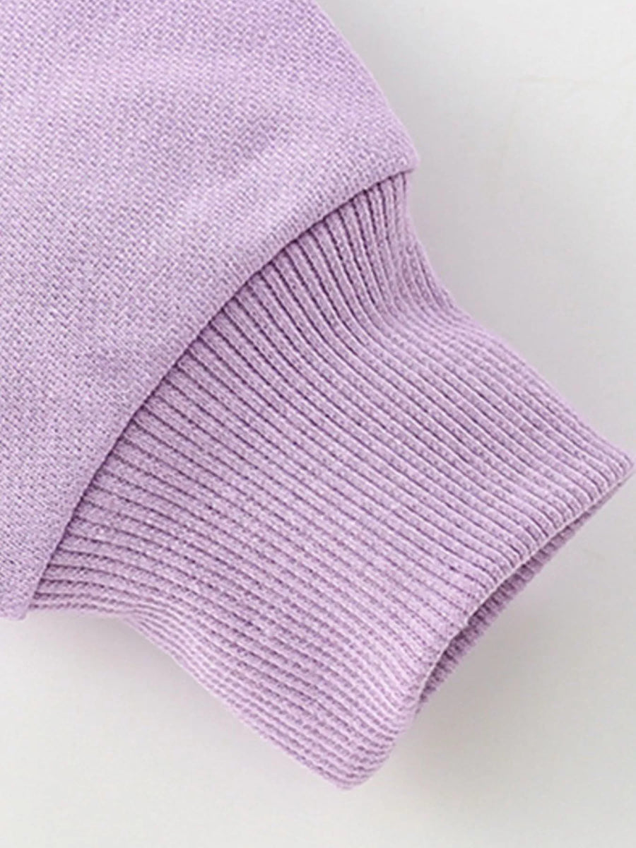 Lavender cotton sweatshirt cuff detail