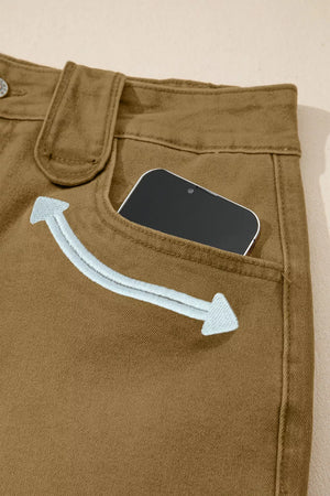 Contrast Arrow Detail Western Denim Shorts option 6
