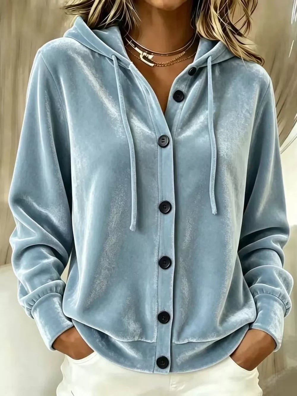 White hoodie with tied and long sleeve