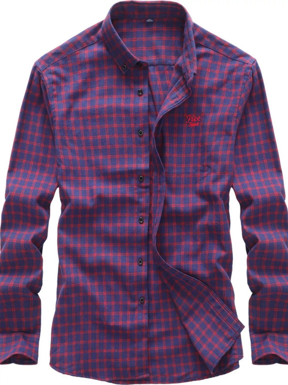 Red-Violet Men's Classic Plaid Button-down Shirt Plus Size