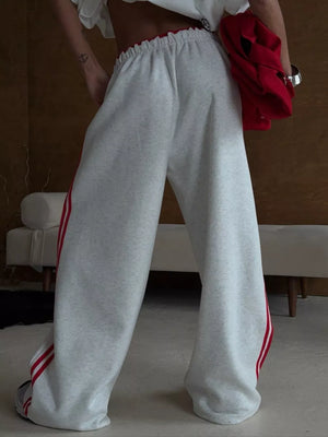 sweatpants featuring striped in Sky Blue with 100% polyester Care instructions: Machine wash cold texture