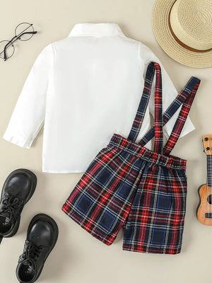 Children's Button Up Long Sleeve Shirt And Suspender Set option 5