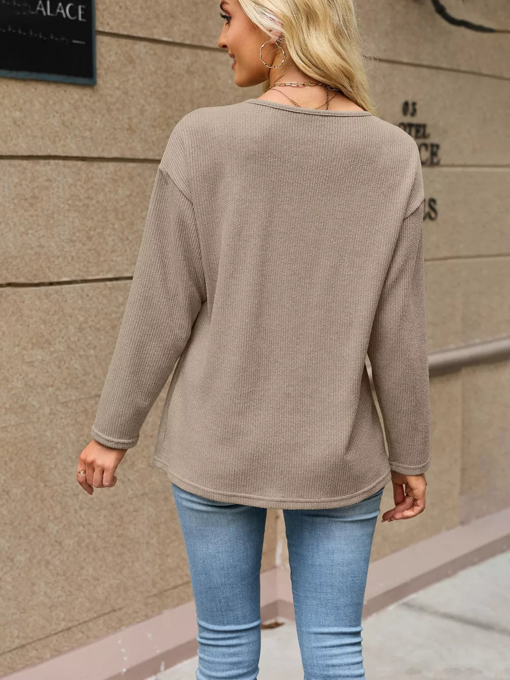 cardigan in Apricot with v-neck and long sleeve