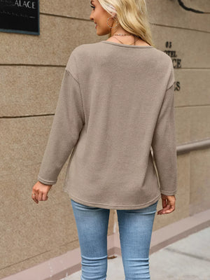 cardigan in Apricot with v-neck and long sleeve