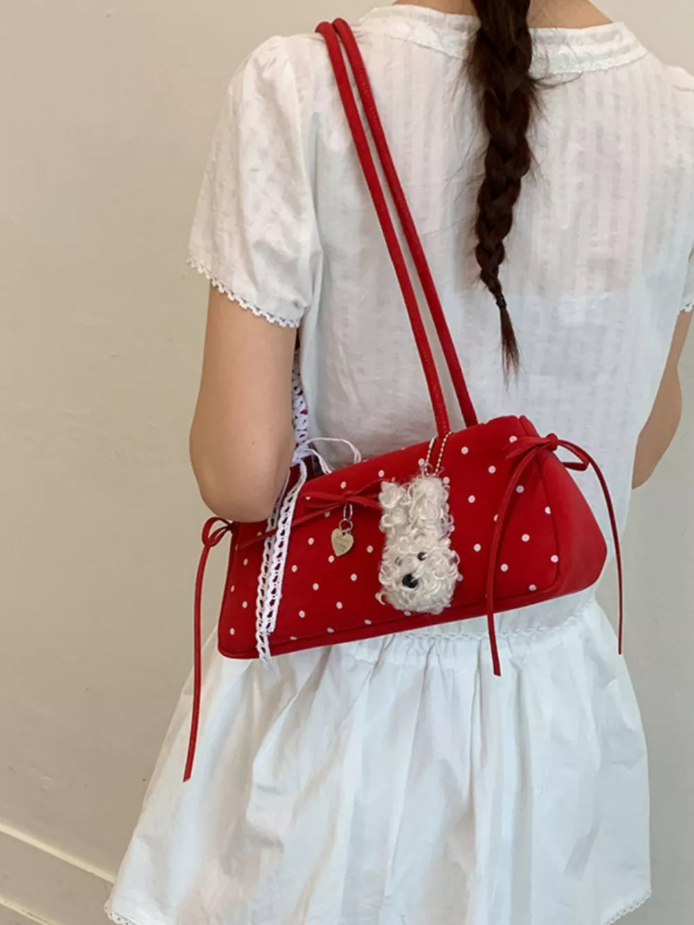 Polka Dot Shoulder Bag in Red