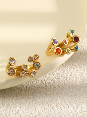 Open 18K Gold-Plated Zircon Ring in Style A with 18K gold-plated
