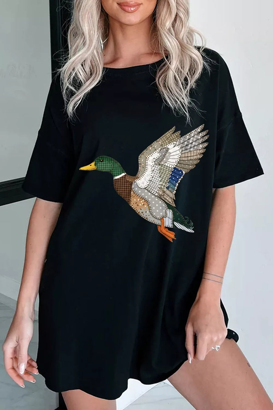 Flying Duck Graphic Round Neck T-shirt option 3