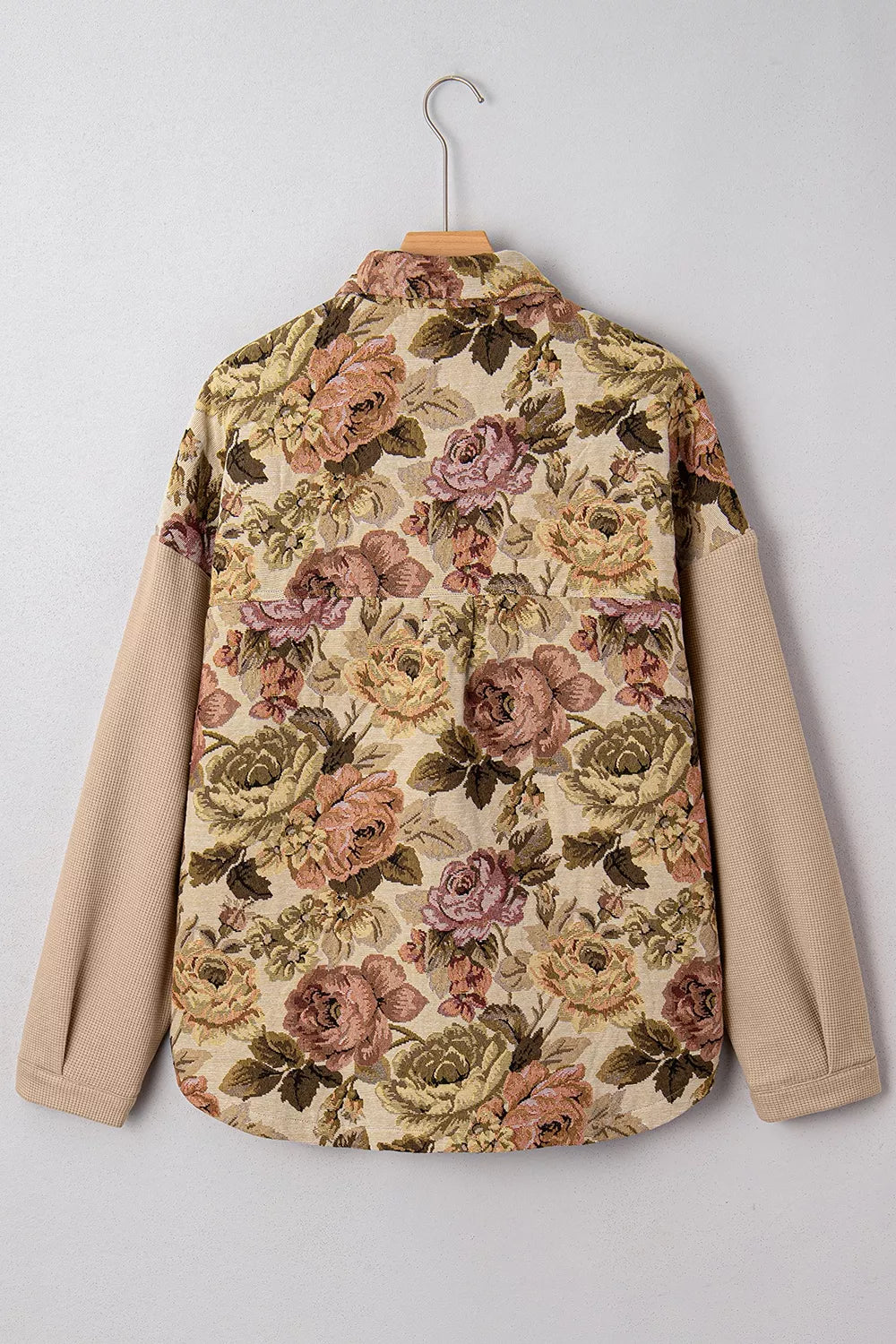 blush pink shacket with pocketed and long sleeve