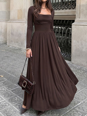 Coffee Brown maxi dress with maxi and pullover