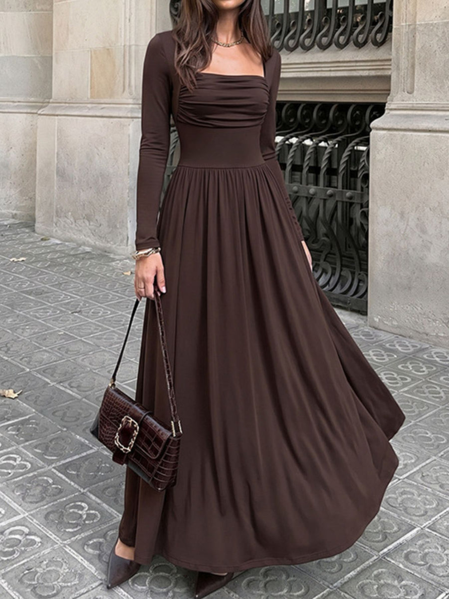 Coffee Brown maxi dress with maxi and pullover