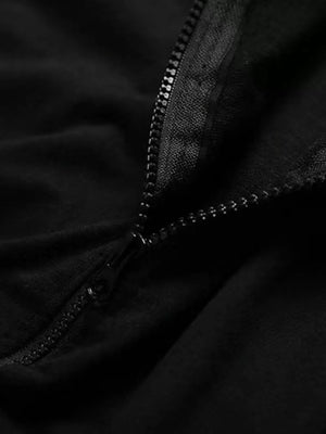 Black with Men's Plus Size Short Sleeve Zip Up Hoodie
