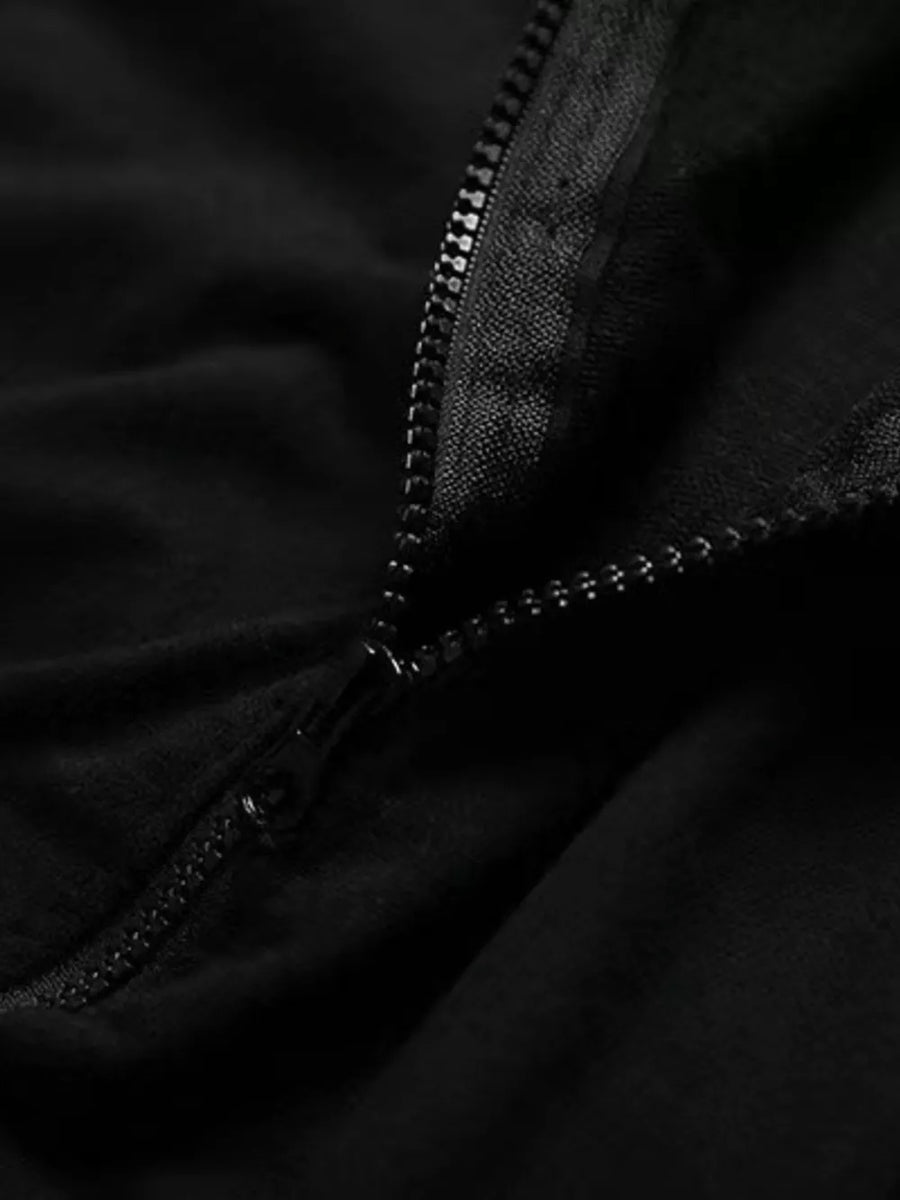 Black with Men's Plus Size Short Sleeve Zip Up Hoodie