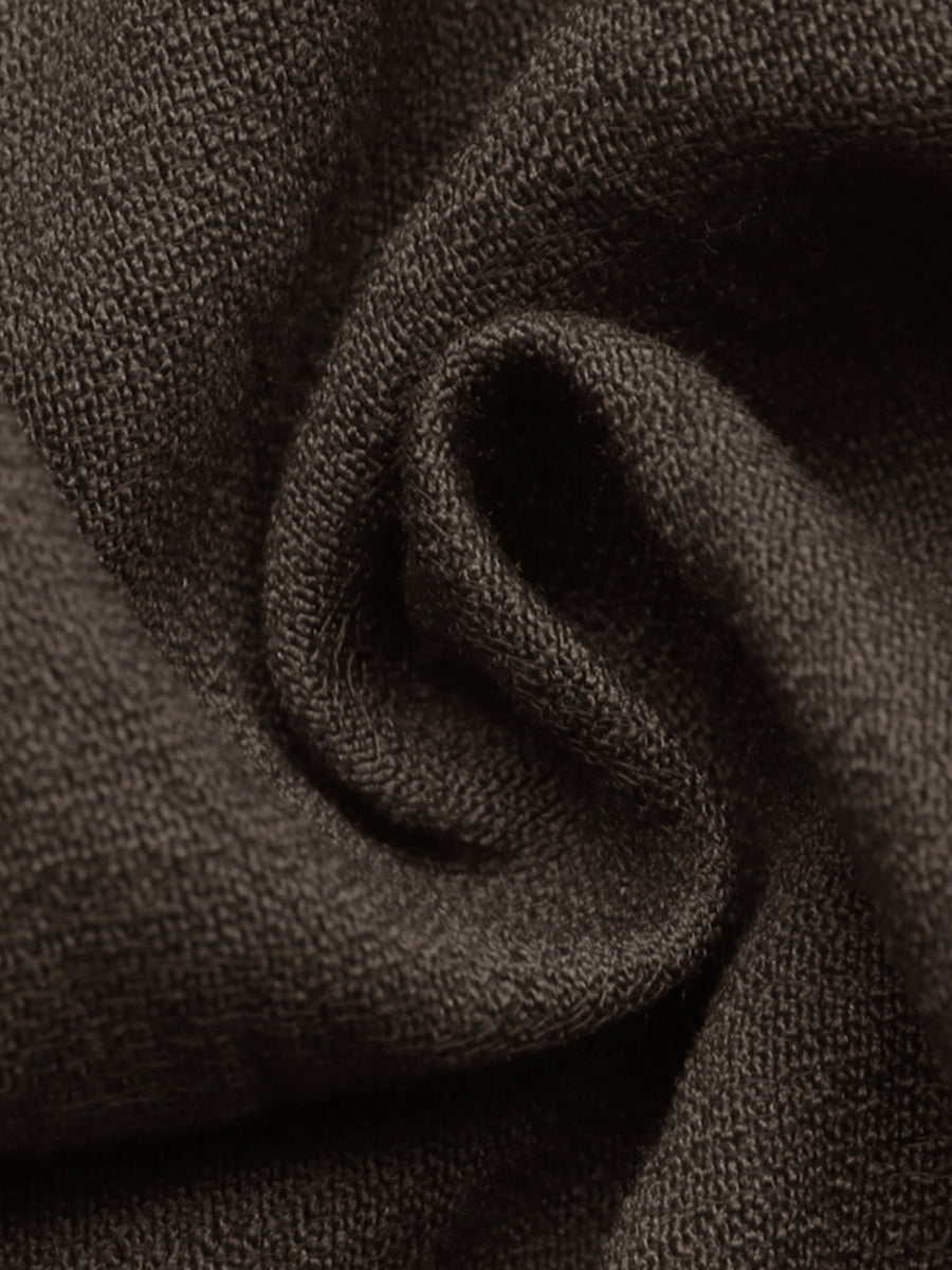 blouse in Coffee Brown with buttoned and hip-length