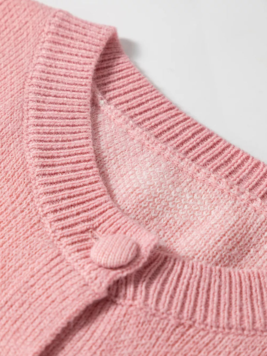 Dusty Pink with Button Down Heart Pattern Cardigan in Dusty Pink