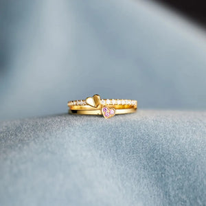 Gold layered rings with heart details and small stones