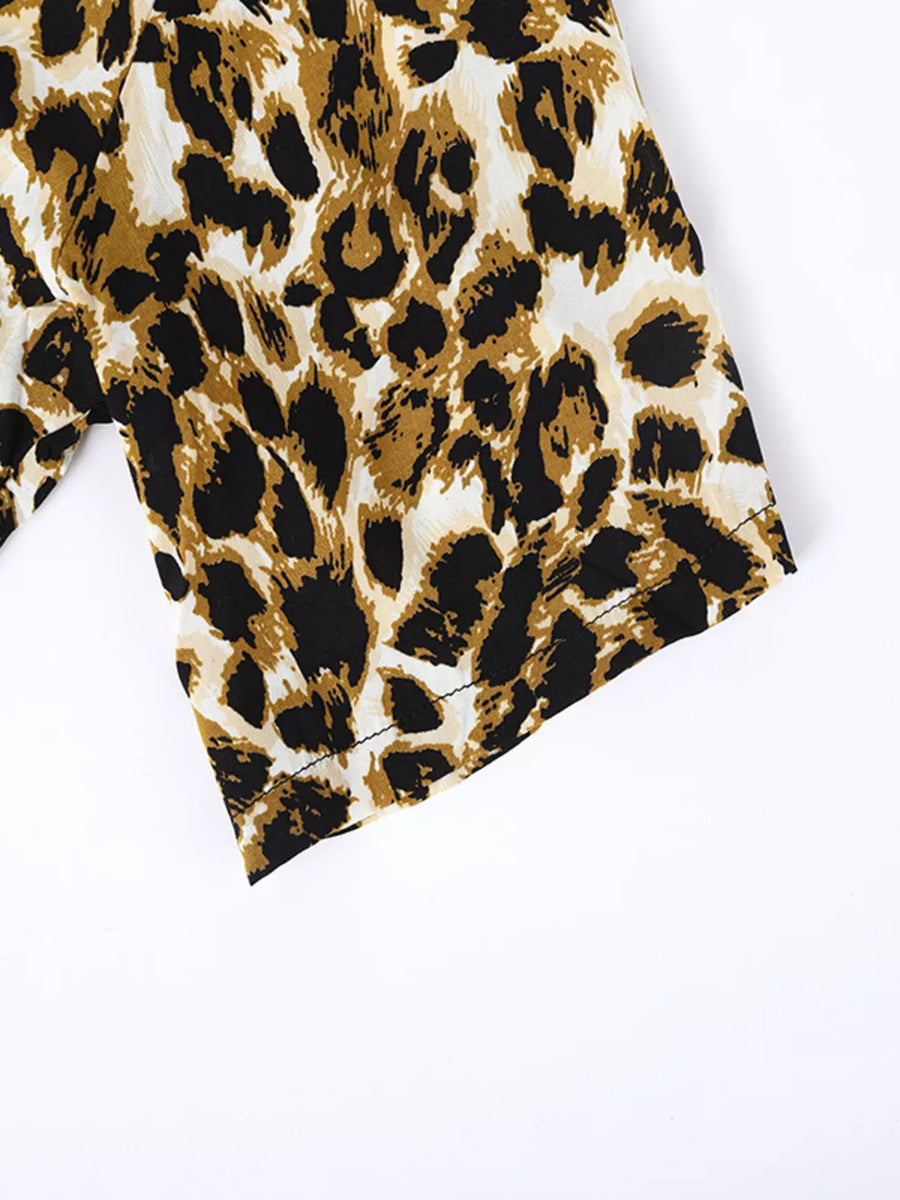 Men's Full Size Leopard Print Short Sleeve Shirt option 6