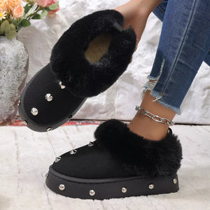 Suede,Fluff,Rubber Imported Size &amp boots in black with ankle boot silhouette
