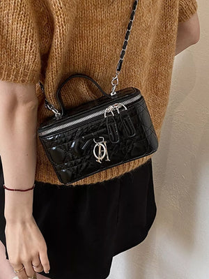 Top Handle Pu Leather Crossbody Bag in Blue