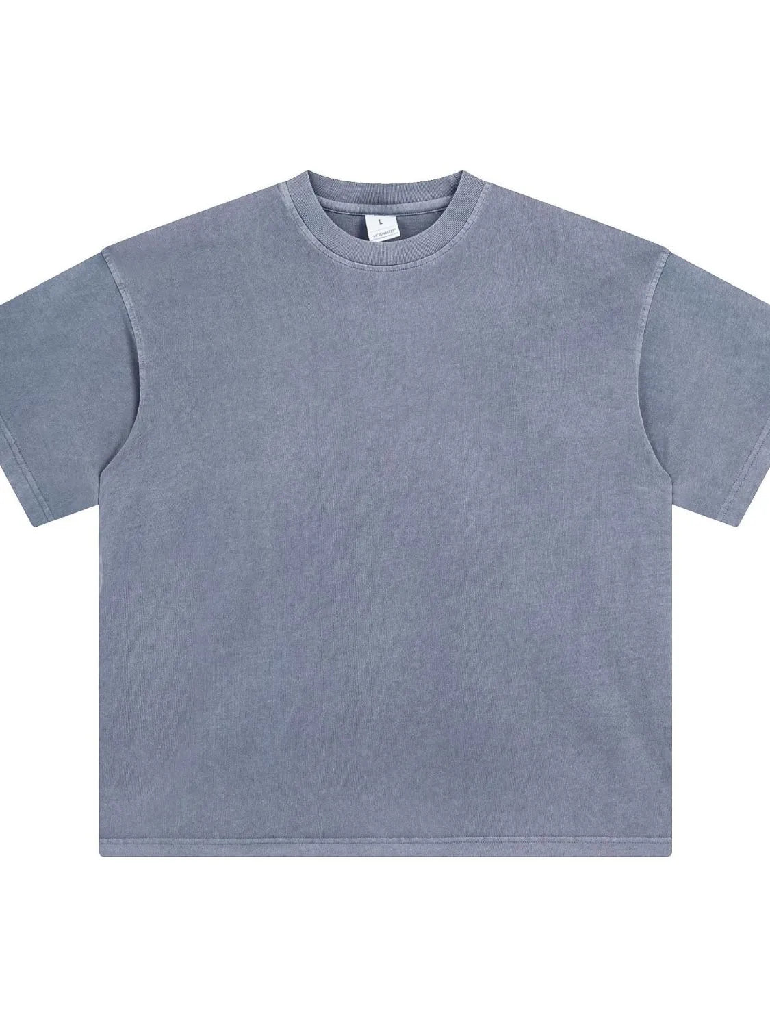 Oversized washed cotton crewneck t-shirt in Dusty Blue with a relaxed fit and crew neckline.