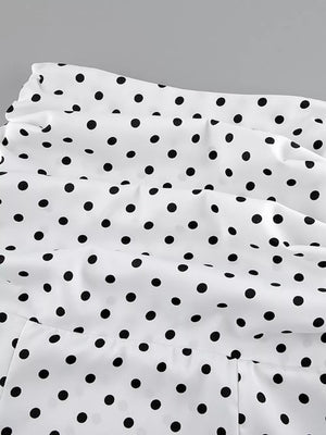 maxi skirt featuring polka dot in black with 100% polyester Care instructions: Machine wash cold texture
