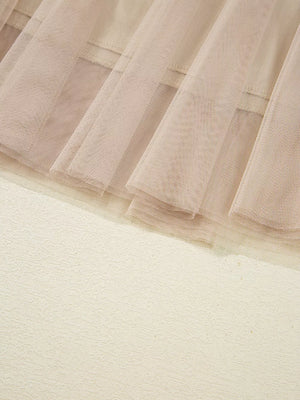 Lace Overlay Flared Midi Skirt