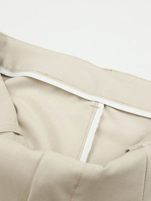 Men's High-Waisted Pleated Wide-Leg Pants in Apricot with pleated front