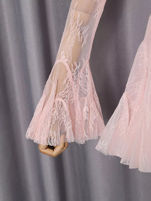 Lace Flare Sleeve Mini Dress option 10